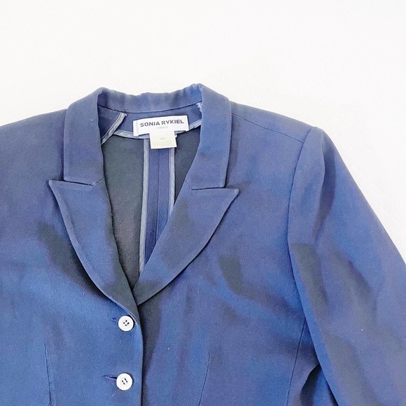 Sonia Rykiel Paris Navy Blue Button Down Blazer SZ40 - Picture 2 of 8